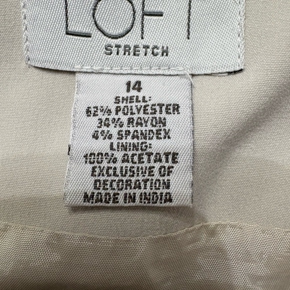 LOFT Tan A-Line Skirt with embroidered floral bottom Size 14 - Picture 6 of 6